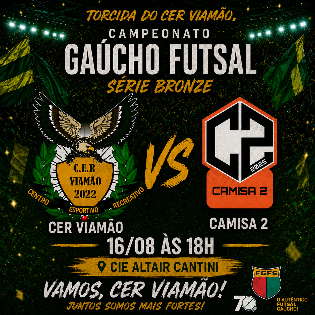CER Viamão enfrenta o Camisa 2 pelo Campeonato Gaúcho Série Bronze de Futsal